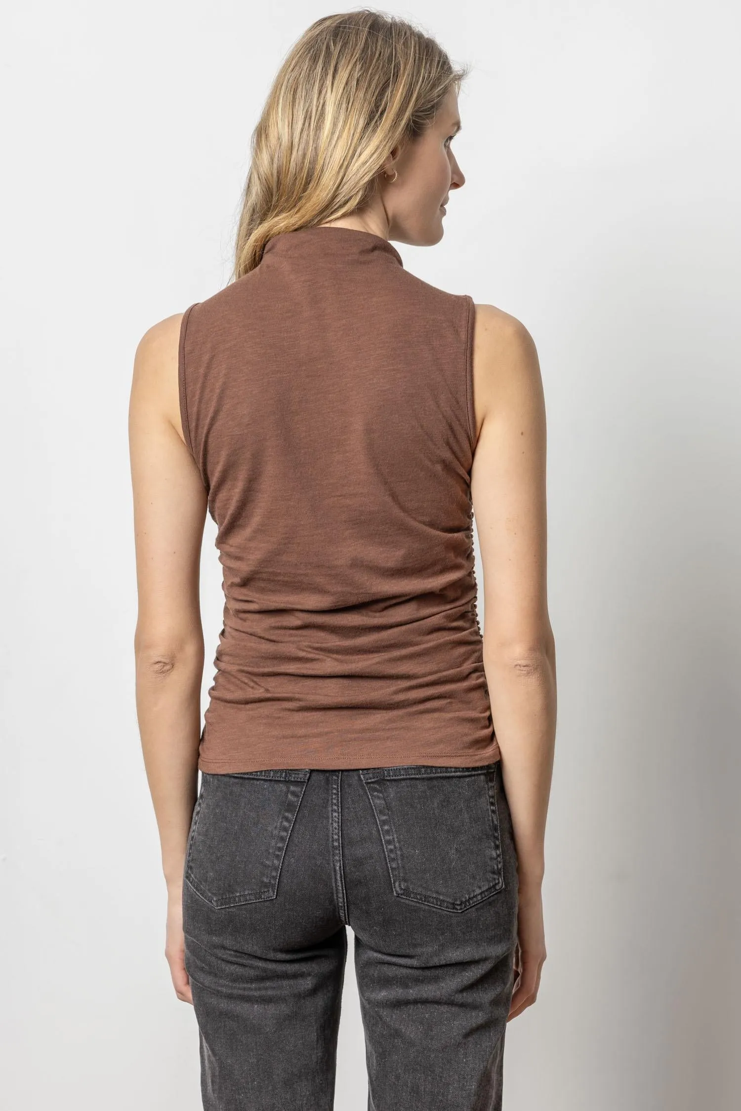 Shirred Mock Neck Tank