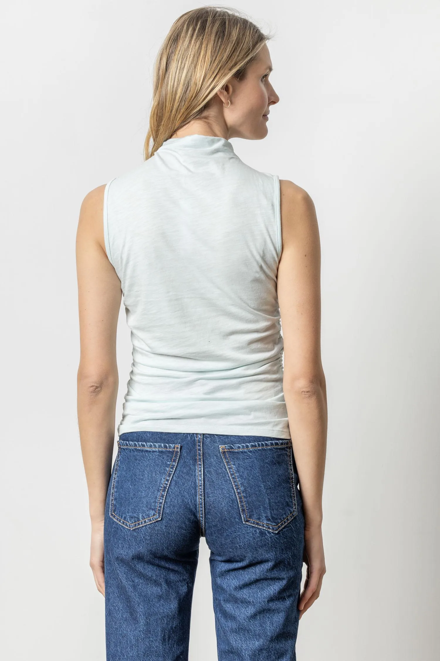 Shirred Mock Neck Tank