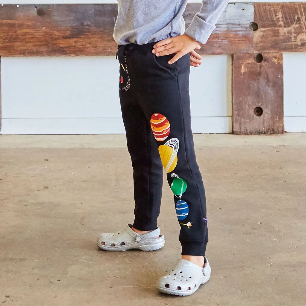 Solar System Fuzzy Fleece Jogger Pants