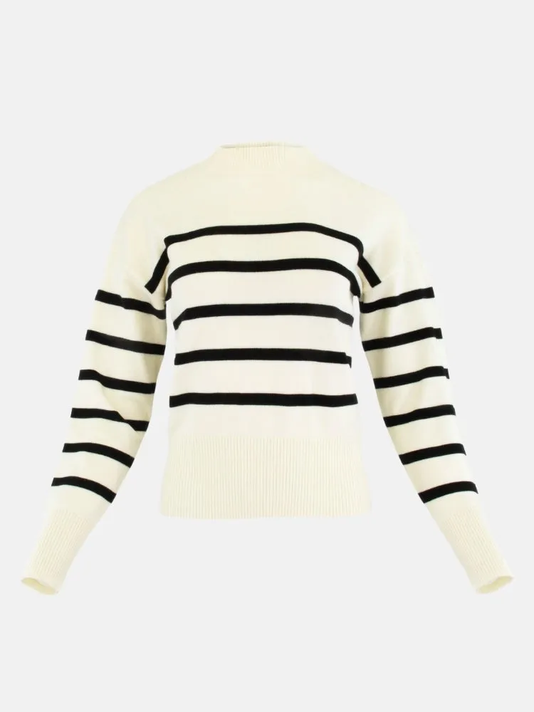 STRIPED SWEATER BLACK /IVORY