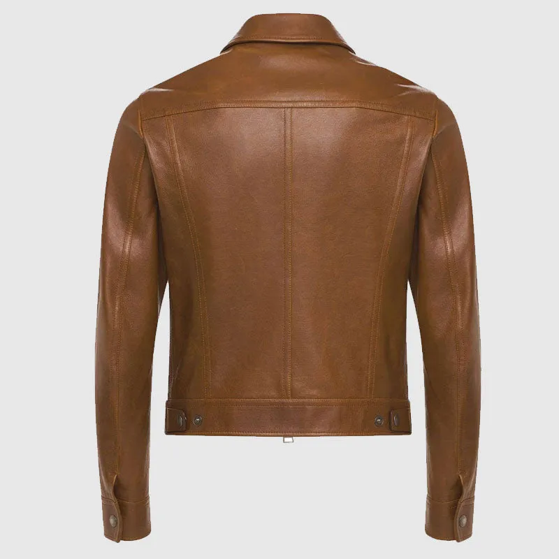 Tom Ford | Men Smooth Grain Leather Western Jacket Light Brown