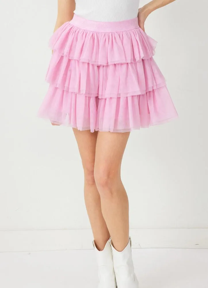 Tulle Mini Skirt in Blush by Entro