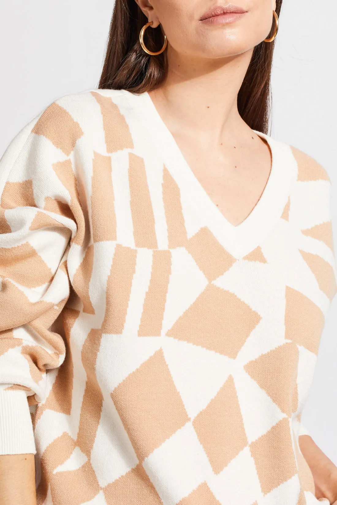 V-Neck Jacquard Sweater