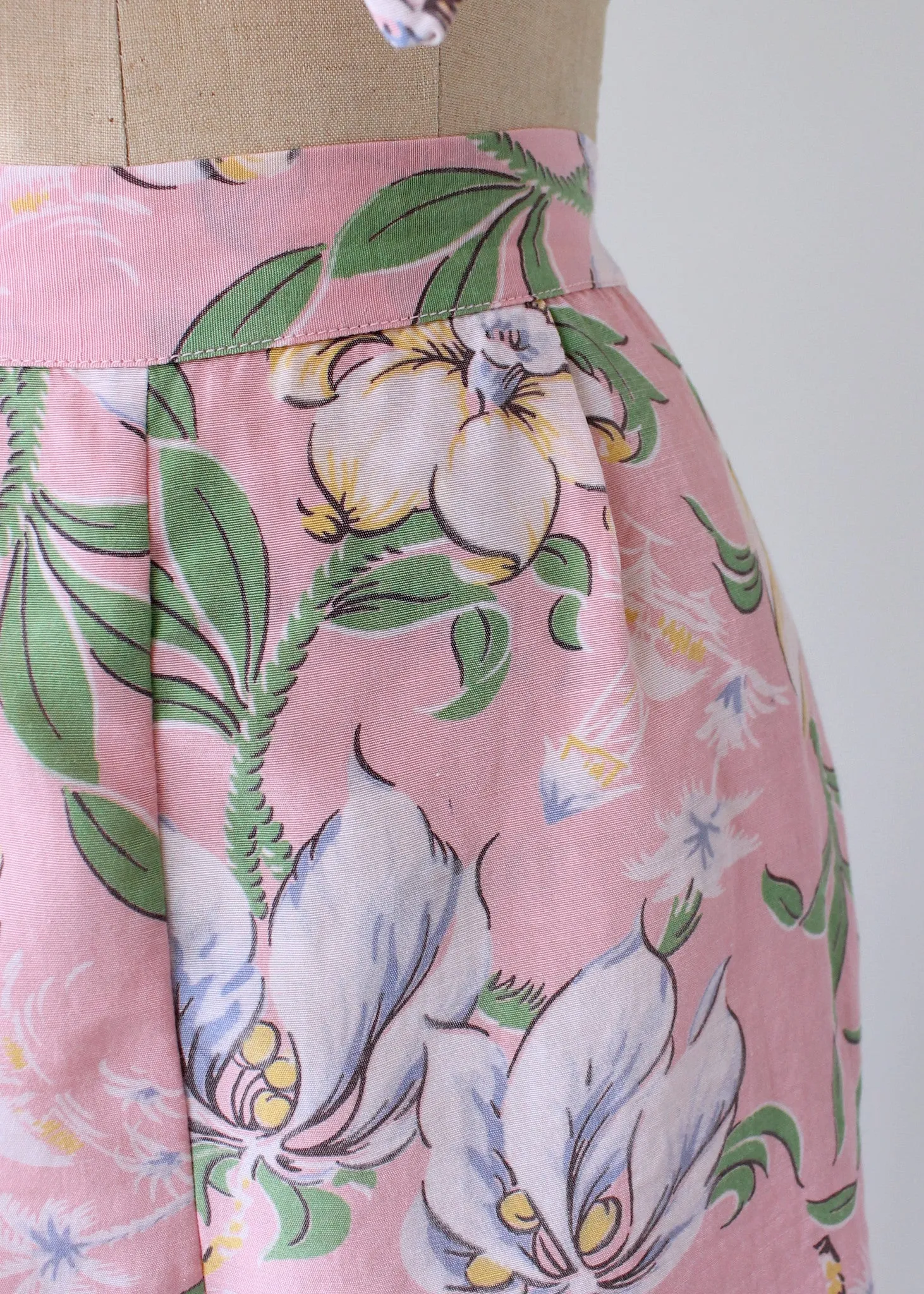 Vintage 1940s Two Piece Pink Floral Playsuit