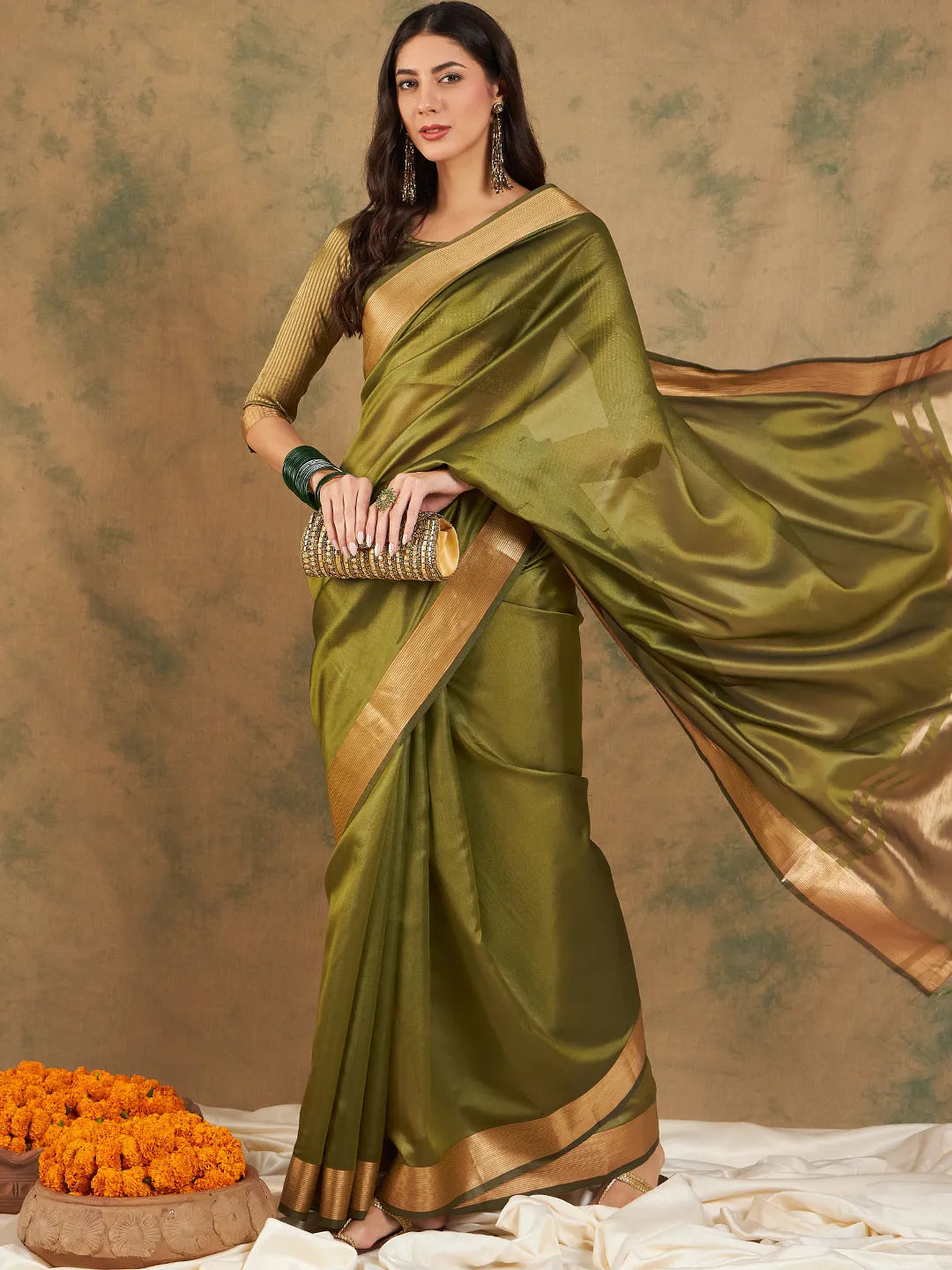 Women Party Wear Cotton Organza Saree With Un Stitched Blouse