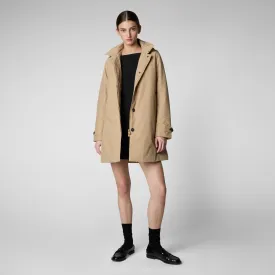 Women's Hooded Raincoat Embie in Stardust Beige