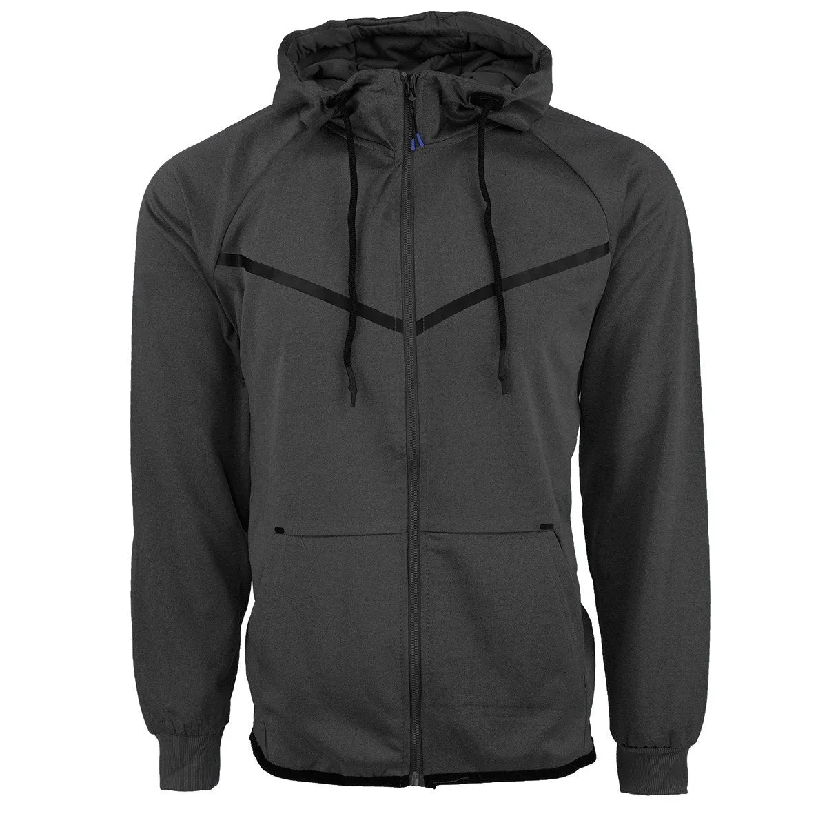 XS Sport Men's Solid Sport Hoodie w/ Zipper, High Neck and Reflective Chest Black XL