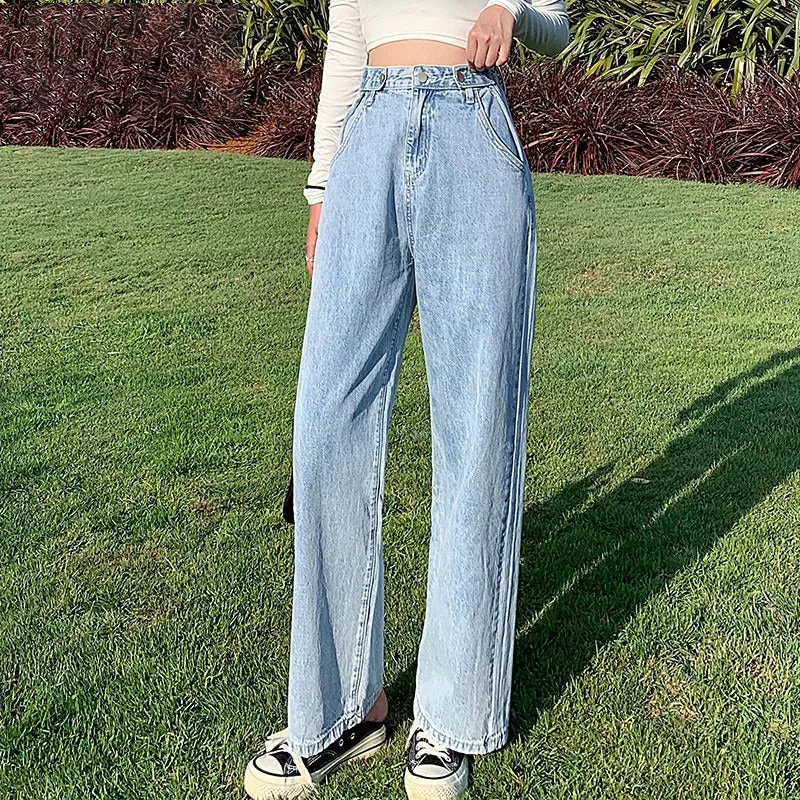 Y2k Baggy Wide Leg Jeans Woman Denim Pants Straight High Waist Trouser